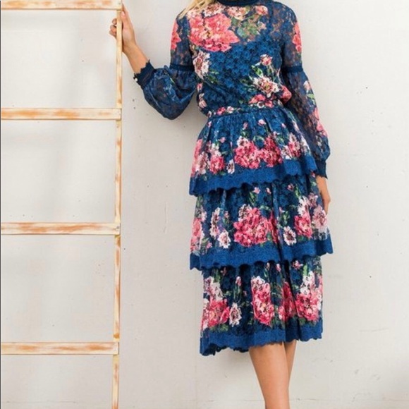Two Piece Floral Dress - Picture 1 of 4